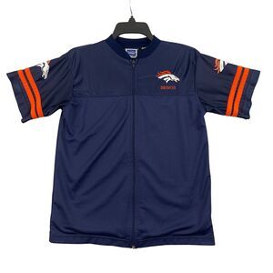 Denver Broncos Track Jacket Youth Boys Size 12 Blue Short Sleeve Kidscore Sports